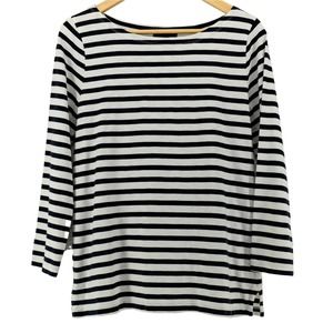 J. Crew Striped Boat-neck Long Sleeve Knit Top Medium